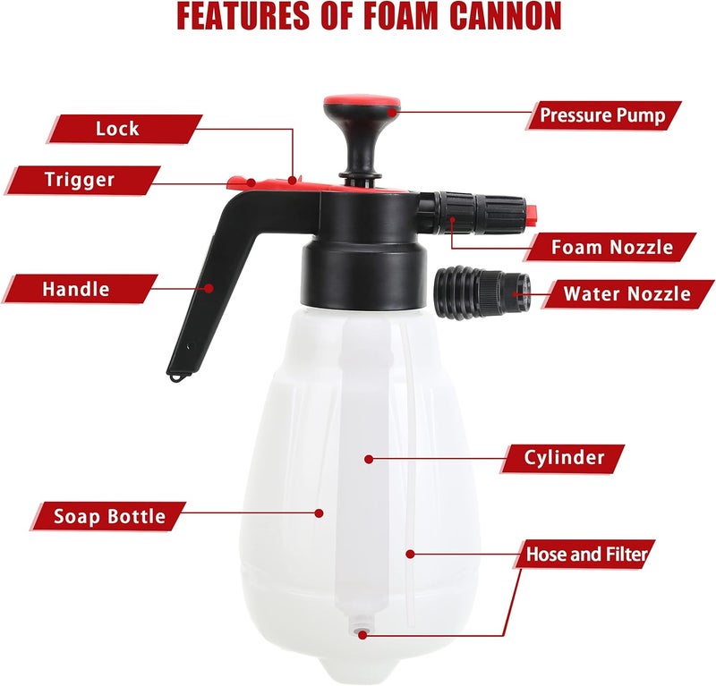 Tom tool Foam Sprayer, Foaming Pump Blaster Hand Pressure Snow Foaming Cannon Water Blaster, Hand Pressurized Soap Sprayer Manual Foam Cannon Car Wash - Image 2